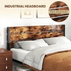 Costway Twin/Full/Queen/King Bed Frame With Tall Industrial Headboard Heavy-Duty Metal Slats Support Brown 21 Costway Twin/Full/Queen/King Bed Frame With Tall Industrial Headboard Heavy-Duty Metal Slats Support Brown -Costway GUEST 71b066e0 0035 4ce9 a708 b5e41a51eb98