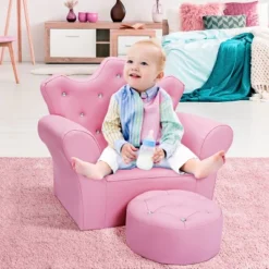 Costway Pink Kids Sofa Armrest Chair Couch Children Toddler Birthday Gift W/ Ottoman 11 Costway Pink Kids Sofa Armrest Chair Couch Children Toddler Birthday Gift W/ Ottoman -Costway GUEST 71c9953f 4d65 45be 8377 5fded3c4941e