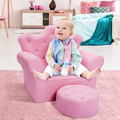 Costway Pink Kids Sofa Armrest Chair Couch Children Toddler Birthday Gift W/ Ottoman 3 Costway Pink Kids Sofa Armrest Chair Couch Children Toddler Birthday Gift W/ Ottoman - Image 3