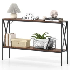 Costway Narrow Console Table 2-Tier Entryway Table With Storage 2 Support Bars Sofa Table Brown/White 19 Costway Narrow Console Table 2-Tier Entryway Table With Storage 2 Support Bars Sofa Table Brown/White -Costway GUEST 71e14955 81a7 430a aa2b 631a7708f714