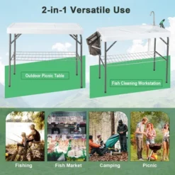 Costway Folding Fish Cleaning Table Portable Camping Table With Faucet Hose Grid Rack -Costway GUEST 7218c88f 4d60 4267 a930 4ddf67c9398f