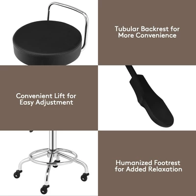 Costway Pneumatic Work Stool Rolling Swivel Task Chair Spa Office Salon W/Cushioned Seat 9 Costway Pneumatic Work Stool Rolling Swivel Task Chair Spa Office Salon W/Cushioned Seat - Image 9