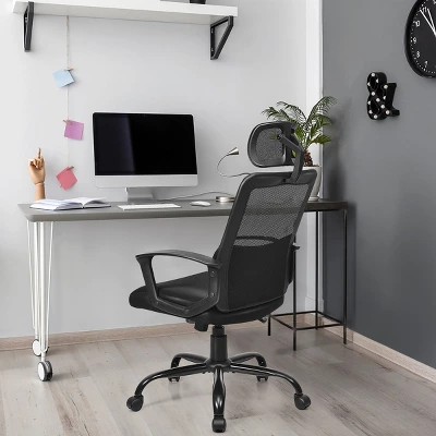 Costway Mesh Office Chair High Back Ergonomic Swivel Chair W/ Lumbar Support & Headrest 1 Costway Mesh Office Chair High Back Ergonomic Swivel Chair W/ Lumbar Support & Headrest