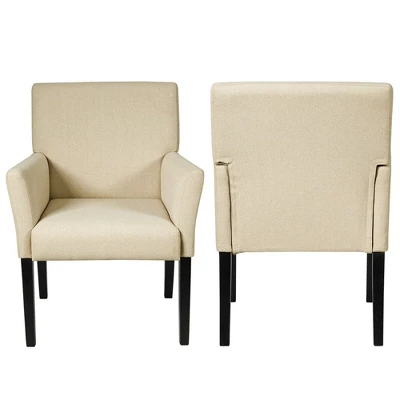 Costway Set Of 2 Arm Chair Guest Chair Home Office W/ Wooden Legs 4 Costway Set Of 2 Arm Chair Guest Chair Home Office W/ Wooden Legs - Image 4