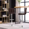 Costway Adjustable Swivel Bar Stool Counter Height Bar Chair PU Leather W/ Back RedBrown