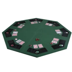 Costway 48" Green Octagon 8 Player Four Fold Folding Poker Table Top & Carrying Case