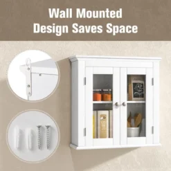 Costway 2-Door Bathroom Wall Mount Medicine Cabinet With Tempered Glass & Adjustable Shelf -Costway GUEST 72b08e50 2730 4ad4 b853 b729dcf67267