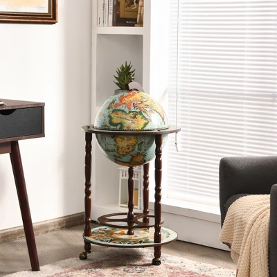 Costway 17'' Globe Wine Kitchen Stand 16th Century Italian Map Liquor Bottle Shelf Cart 3 Costway 17'' Globe Wine Kitchen Stand 16th Century Italian Map Liquor Bottle Shelf Cart - Image 3