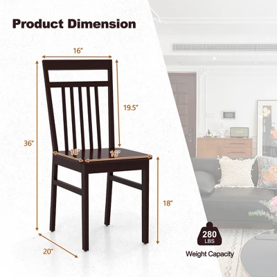 Costway Farmhouse Dining Chair Set Of 2/4 Armless Wooden Chair With Slanted High Backrest 2 Costway Farmhouse Dining Chair Set Of 2/4 Armless Wooden Chair With Slanted High Backrest - Image 2