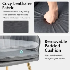 Costway Set Of 2 Velvet Dining Chairs Mid-Back Leisure Armchair W/ Gold Leg PinkGray -Costway GUEST 72e04fd7 d579 4711 aa5f 304f4af5efcb