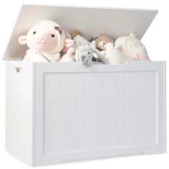 Costway Wooden Toy Box Kids Storage Chest Bench W/ Flip-Top Lid & Safety Hinge WhiteBrown -Costway GUEST 733e8510 c79f 46e7 91ff bb3177dc2dce