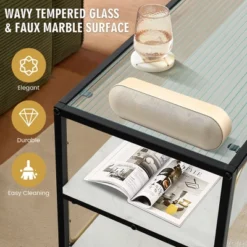 Costway 3-Tier TV Stand Entertainment Center For TV's Up To 50'' W/ Tempered Glass Top -Costway GUEST 739fc4cd 2ebf 47a5 9922 8f64c5491968