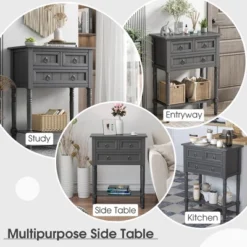 Costway Console Entryway Table W/ 3 Drawers Open Shelf For Hallway Living Room Dark Grey 11 Costway Console Entryway Table W/ 3 Drawers Open Shelf For Hallway Living Room Dark Grey -Costway GUEST 73b8e2f0 ccbd 457e 87c3 794a3a11be41