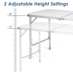 Costway Adjustable Camping Table Aluminum W/ Storage Organizer Grey/Dark Blue -Costway GUEST 73c1356e b7eb 4197 a41d 69b4742aec9b