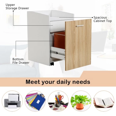 Costway File Cabinet With 2 Drawers Mobile Filing Cabinet W/Wheel For Letter Size 7 Costway File Cabinet With 2 Drawers Mobile Filing Cabinet W/Wheel For Letter Size - Image 7