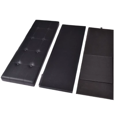 Costway 45''x15''x15'' Large Folding Storage Faux Leather Ottoman Pouffe Box Stool Black 5 Costway 45''x15''x15'' Large Folding Storage Faux Leather Ottoman Pouffe Box Stool Black - Image 5