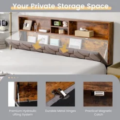 Costway Bed Frame Upholstered Platform Mattress Foundation With Storage Headboard -Costway GUEST 7439008d c9d4 40d9 a3a0 558400b40f0b