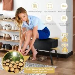 Costway Velvet Storage Ottoman Tufted Flip Top Vanity Stool Footrest With Wood Legs 14 Costway Velvet Storage Ottoman Tufted Flip Top Vanity Stool Footrest With Wood Legs -Costway GUEST 74677776 60b2 419e 87c9 a46be3453af8