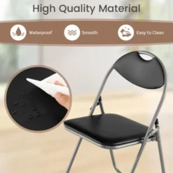Costway 2/4 PCS U Shape Folding Chairs Furniture Home Outdoor Picnic Portable Black 14 Costway 2/4 PCS U Shape Folding Chairs Furniture Home Outdoor Picnic Portable Black -Costway GUEST 749ca2e1 a8b0 419c a1da 6258b390988e