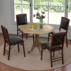 Costway Rustic Dining Table Wooden Dining Table With Round Tabletop & Curved Trestle Legs Natural/Walnut 14 Costway Rustic Dining Table Wooden Dining Table With Round Tabletop & Curved Trestle Legs Natural/Walnut -Costway GUEST 755d5f5a 0974 4a23 8948 3618b71f09a5