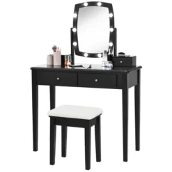 Costway Vanity Table Set With Lighted Mirror Adjustable 10 Bulbs Dresser 4 Drawer -Costway GUEST 756a7e7a 17eb 40b7 a90e 344c5b804300