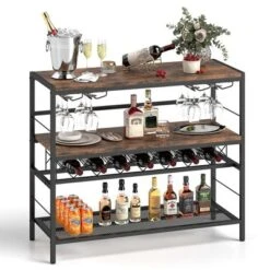 Costway 41" Wine Rack With 4 Glass Holders Wide Countertop Middle & Bottom Storage Shelves -Costway GUEST 75b0f249 2da0 43f7 be3e b72d0b6eca98