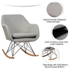 Costway Set Of 2 Accent Rocking Chair Upholstered Rocking Arm Chair W/ Cushion -Costway GUEST 75b13b70 9c36 4ef8 838a 9620d8e755be