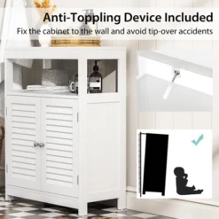 Costway Bathroom Floor Cabinet Free Standing Storage Organizer W/ Double Shutter Doors -Costway GUEST 75fefd64 1521 43e6 ae5e 64e1ae482c9d