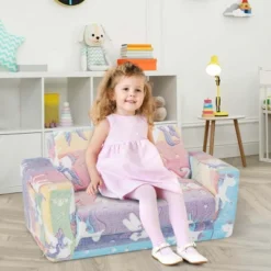 Honeyjoy 2-in-1 Flip Out Kid’s Sofa Chair Convertible Toddler Couch To Lounger