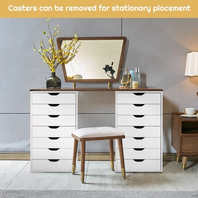 Costway 7 Drawer Chest Storage Dresser Floor Cabinet Organizer With Wheels White 5 Costway 7 Drawer Chest Storage Dresser Floor Cabinet Organizer With Wheels White - Image 5