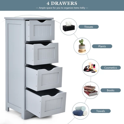 Costway Floor Storage Cabinet Bathroom Organizer Free Standing Drawers 4 Costway Floor Storage Cabinet Bathroom Organizer Free Standing Drawers - Image 4