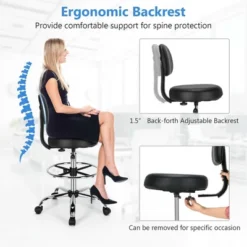 Costway Swivel Drafting Chair Tall Office Chair W/ Adjustable Backrest Foot Ring 12 Costway Swivel Drafting Chair Tall Office Chair W/ Adjustable Backrest Foot Ring -Costway GUEST 7737b71a db35 450a 96de 717d261ee6ba