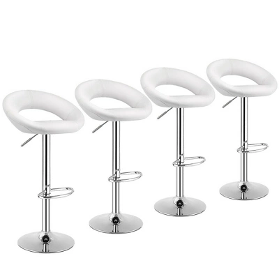 Costway Set Of 4 Adjustable Bar Stools Swivel Pub Chairs Barstools PU Leather White/Black 10 Costway Set Of 4 Adjustable Bar Stools Swivel Pub Chairs Barstools PU Leather White/Black - Image 10