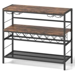 Costway 41" Wine Rack With 4 Glass Holders Wide Countertop Middle & Bottom Storage Shelves -Costway GUEST 77a1bb7a 1090 4dcb aeaf 85e3ae5ddf49