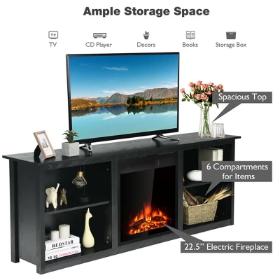 Costway 70'' 2-Tier TV Fireplace Stand W/22.5'' Electric Fireplace Up To 75'' 5 Costway 70'' 2-Tier TV Fireplace Stand W/22.5'' Electric Fireplace Up To 75'' - Image 5