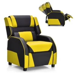 Costway Kids Youth Gaming Sofa Recliner W/Headrest & Footrest PU Leather YellowWhiteBluePink -Costway GUEST 78086020 4c46 429d 81ed a3240ad3b0ba