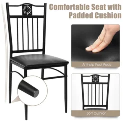 Costway 5PCS Dining Set Metal Table & 4 Chairs Kitchen Breakfast Furniture Black -Costway GUEST 787b17d3 9174 405f 94b6 d9e9cd6c307c