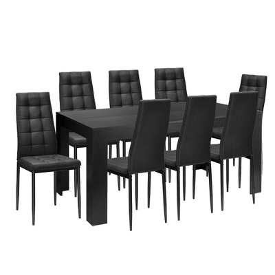 Costway 9pcs Dining Set Wood Table And 8 Fabric Chairs Home Kitchen Modern 8 Costway 9pcs Dining Set Wood Table And 8 Fabric Chairs Home Kitchen Modern - Image 8