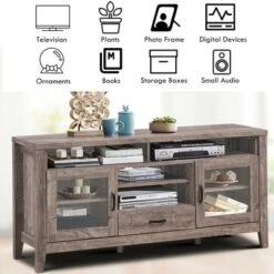 Costway TV Stand Tall Entertainment Center Hold Up To 65'' TV W/ Glass Storage & Drawer 13 Costway TV Stand Tall Entertainment Center Hold Up To 65'' TV W/ Glass Storage & Drawer -Costway GUEST 79191786 b892 4b7a 877a 4f7be5a6d340