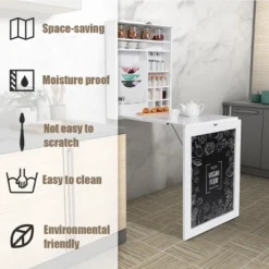 Costway White Wall Mounted Table Convertible Desk Fold Out Space Saver Chalkboard -Costway GUEST 79247931 5489 4fe4 a64c ba1e843f6dad