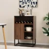 Costway Wine Storage Cabinet Buffet Sideboard With Adjustable Shelf & Sliding Door Kitchen