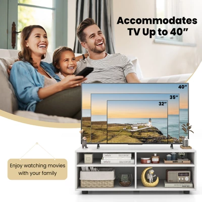 Costway TV Stand 4 Cubby TV Console Table With Adjustable Shelves Modern Home Media Entertainment Center 6 Costway TV Stand 4 Cubby TV Console Table With Adjustable Shelves Modern Home Media Entertainment Center - Image 6