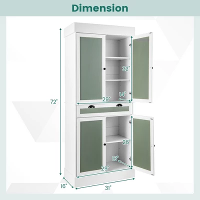 Costway 72'' Kitchen Buffet Hutch Pantry Cabinet Cupboard With 4 Doors & Adjustable Shelves 2 Costway 72'' Kitchen Buffet Hutch Pantry Cabinet Cupboard With 4 Doors & Adjustable Shelves - Image 2