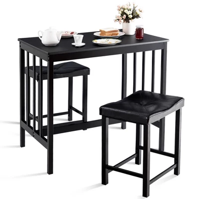 Costway 3 PCS Modern Counter Height 32.5'' Dining Set Table And 2 Chairs Kitchen Bar Furniture Black 5 Costway 3 PCS Modern Counter Height 32.5'' Dining Set Table And 2 Chairs Kitchen Bar Furniture Black - Image 5