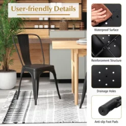 Costway 18" High Back Bar Stools Set Of 4 With Removable Backrest For Cafe Bar Black/Gun Gray -Costway GUEST 7a6a67a2 b7bc 4f8a 97bc a08709577e88