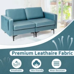 Costway Modern Loveseat Leathaire Fabric 2-Seat Sofa Couch W/ Side Storage Pocket 15 Costway Modern Loveseat Leathaire Fabric 2-Seat Sofa Couch W/ Side Storage Pocket -Costway GUEST 7a7e18b5 c27d 4ea7 8110 d6ce2e1ed8cd