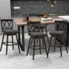 Costway Set Of 2/4 Barstools Swivel Bar Height Chairs With Rubber Wood Legs Black/White