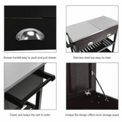 Costway Rolling Kitchen Island Trolley Cart Stainless Steel Flip Tabletop W/ Drawer Brown 14 Costway Rolling Kitchen Island Trolley Cart Stainless Steel Flip Tabletop W/ Drawer Brown -Costway GUEST 7af2353c c860 4a6d a8c9 a2c31f614158