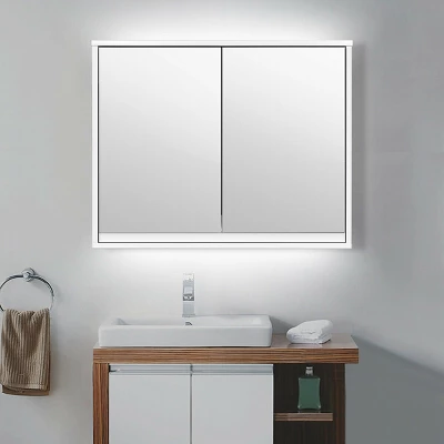 Costway Wall Mounted Bathroom Medicine Cabinet Storage Cabinet Double Mirror Door Organizer Shelf White 3 Costway Wall Mounted Bathroom Medicine Cabinet Storage Cabinet Double Mirror Door Organizer Shelf White - Image 3