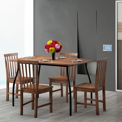 Costway 4 PCS Dining Chair Kitchen Spindle Back Side Chair With Solid Wooden Leg 2 Costway 4 PCS Dining Chair Kitchen Spindle Back Side Chair With Solid Wooden Leg - Image 2